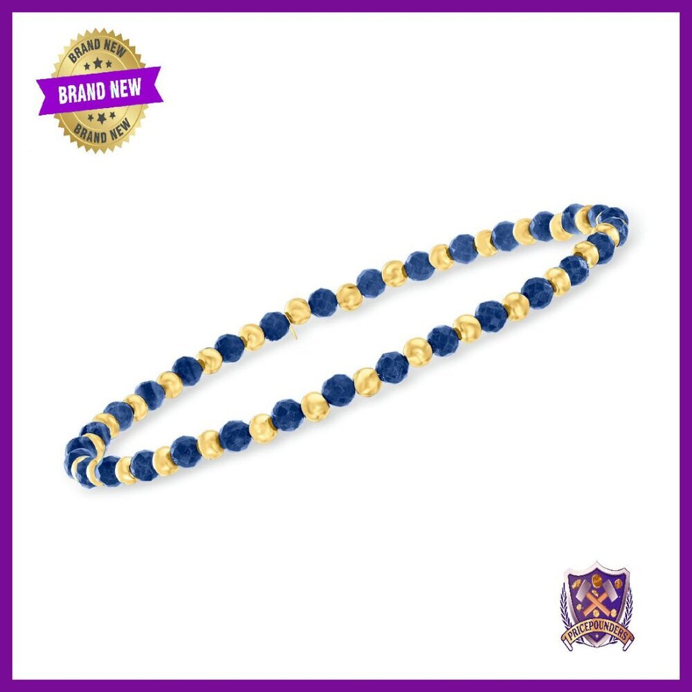6ct Sapphire 10kt Gold Stretch Bracelet 7in Wrist